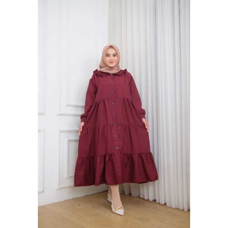 GAMIS SUSUN BUSUI KATUN  RAYON LD 115 CM PANJANG 130 CM//LONG DRES  RAYON SELEBGRAN