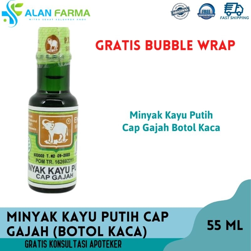 Minyak Kayu Putih Cap Gajah 55 mL Botol Kaca | Minyak Kayu Putih Gajah Botol Kaca