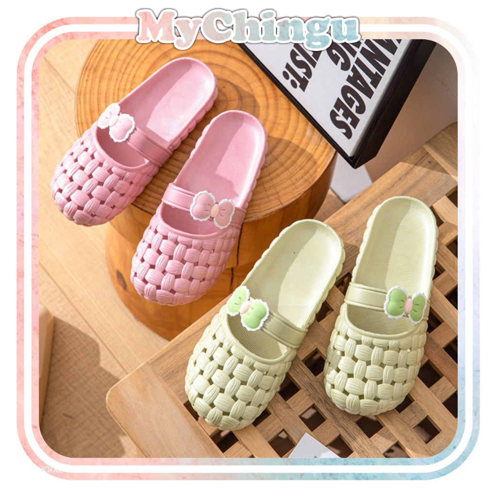 ❀ Chingu ❀ SA031 Sandal Jelly Import Pita Lubang Lubang / Sendal Slop / Sendal Empuk Wanita Rubber Polos Warna Kamar Mandi Dapur Rumah / Jelly Shoes