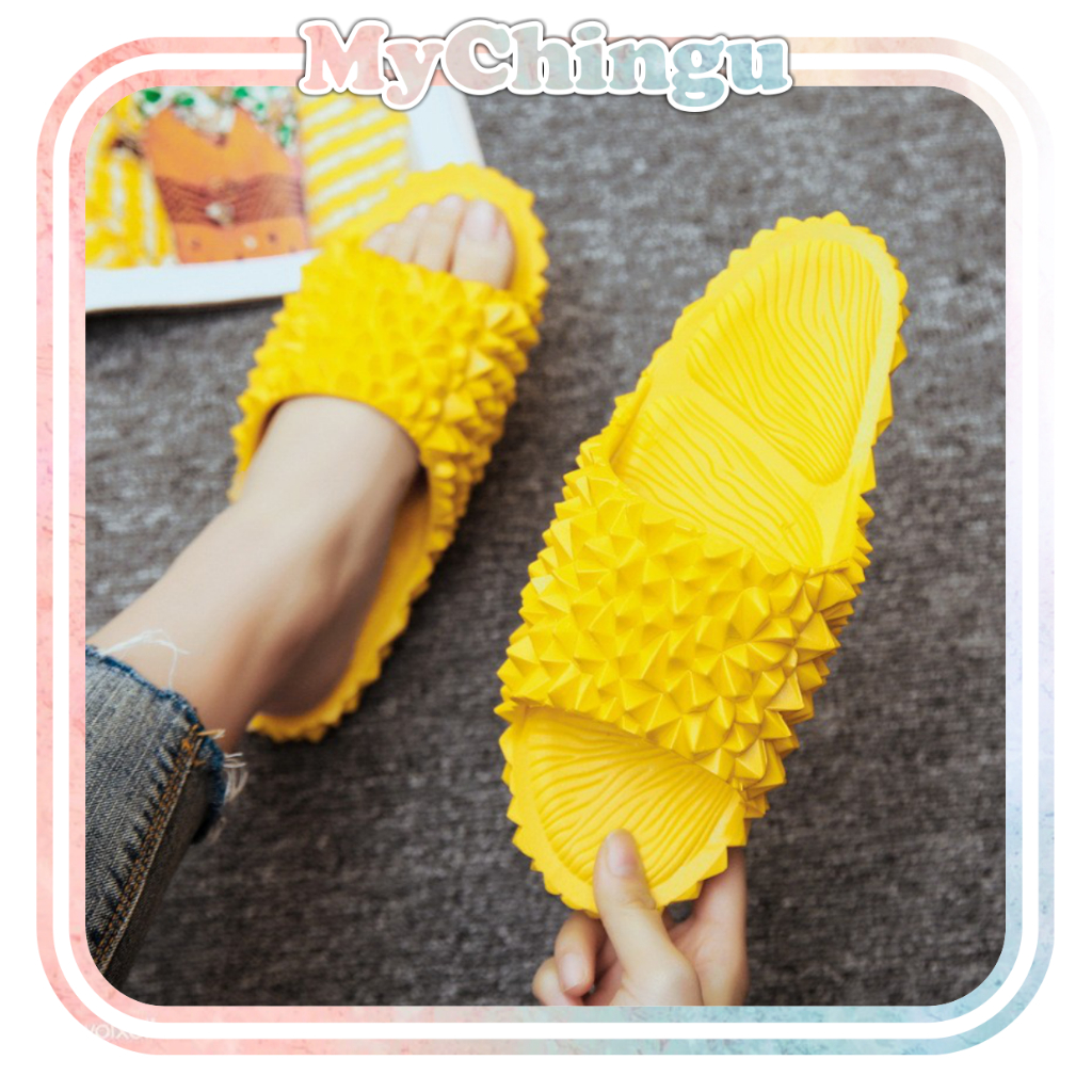 ❀ Chingu ❀ SA032 Sandal Empuk Eva Rumah Bentuk Durian Lucu Sendal Motif Ringan Empuk Santai Import Murah COD