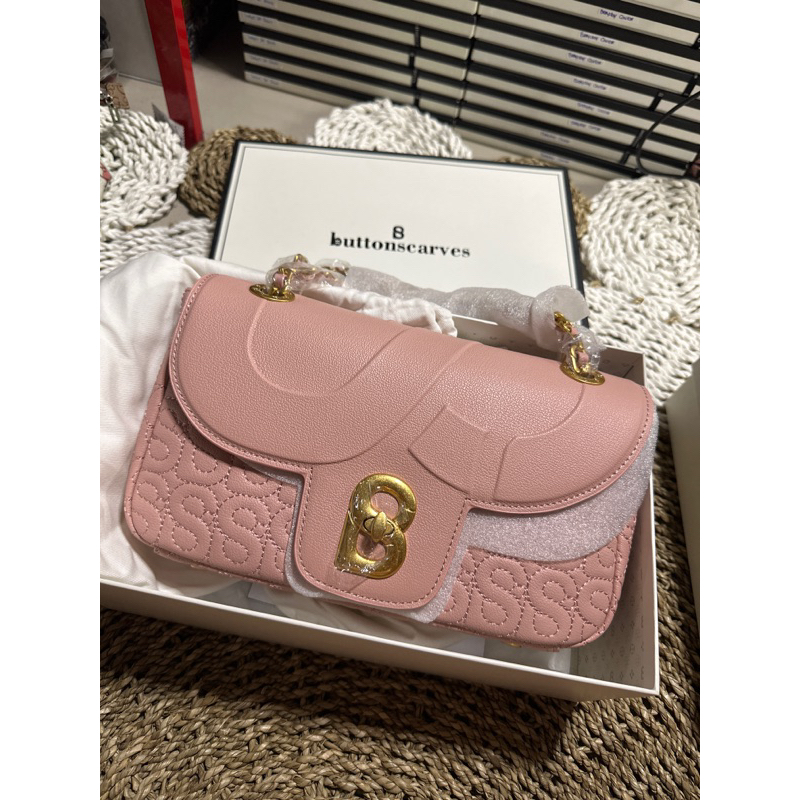 TAS BUTTONSCARVES LARGE ALUNA FLAP BAG ALMA LUNA BLACK DUSTY PINK WHITE NEW BUKAN PRELOVED SECOND BE