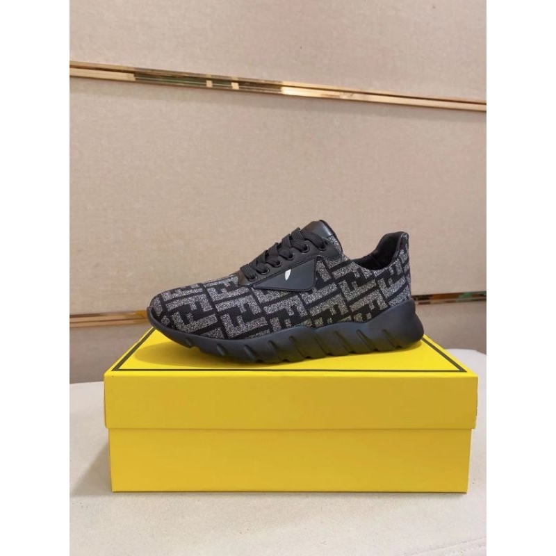 sepatu fendi pria hitam mirror quality sneaker cowok kets