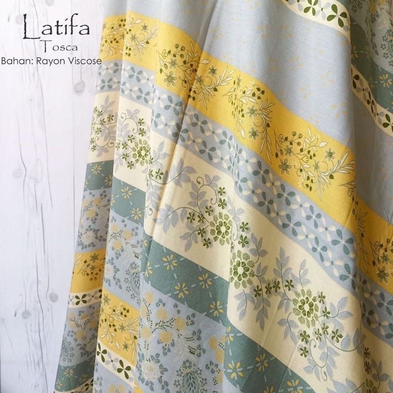 Bahan kain katun rayon viscose premium motif salur bunga 01