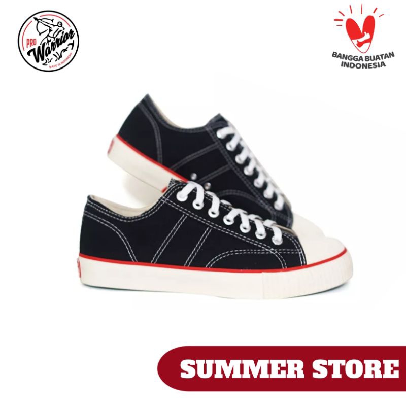 PROMO Sepatu Warrior Clasic Low Cut Black Original 100% - Sepatu Sneakers Sekolah  Pria Wanita Terba