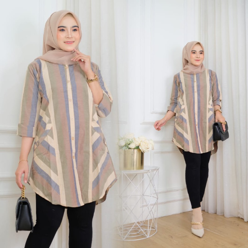 KEMEJA SALUR TERBARU/BLOUSE LEA/ATASAN CANTIK