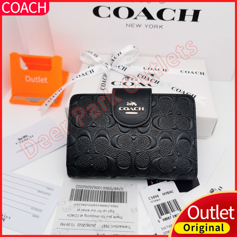 dompet coach wanita original 100% Kulit C timbul dompet kartu wanita dompet koin ritsleting C5896