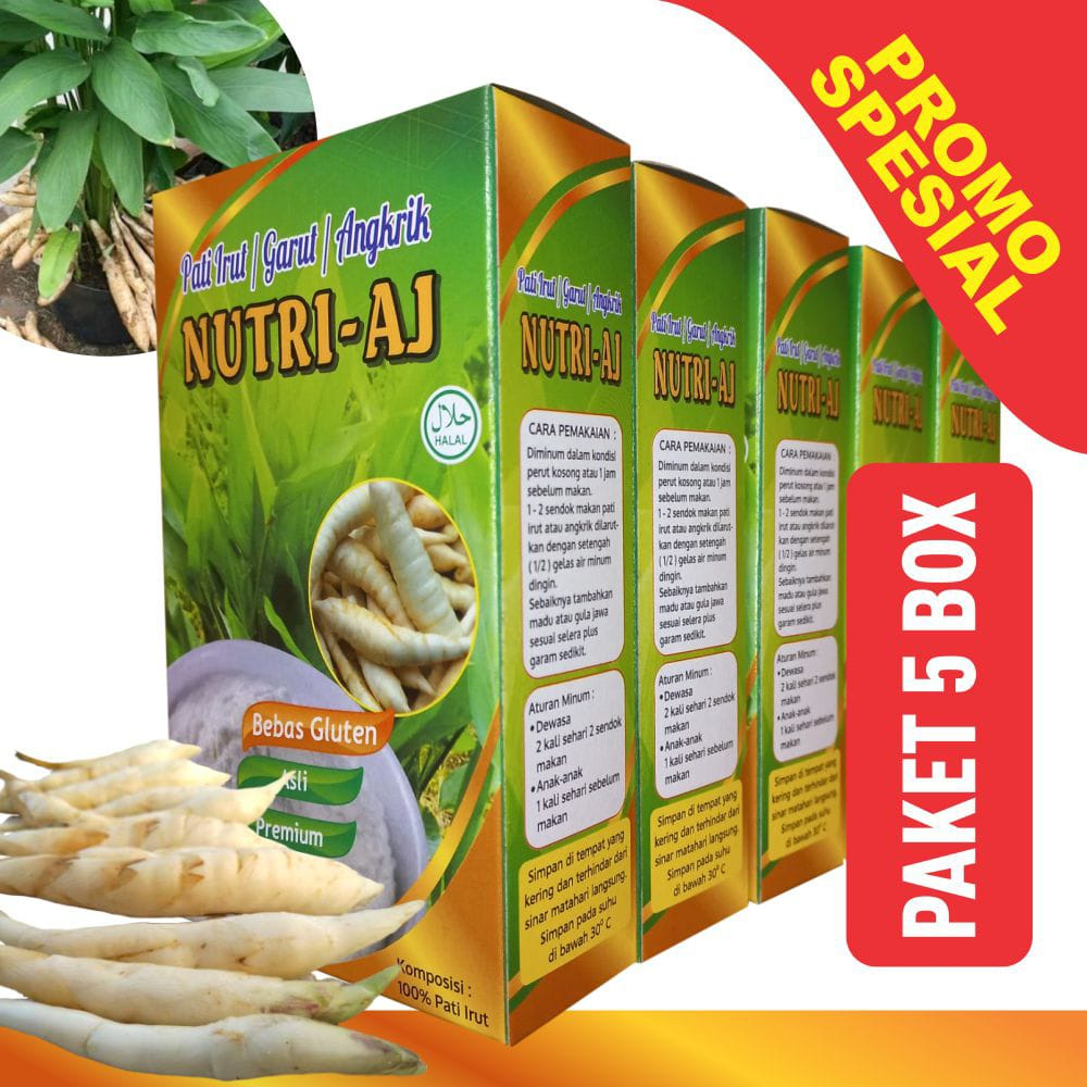 

Paket 5 Box Pati Irut-Garut-Angrik-Premium- Original -Bebas Gluten
