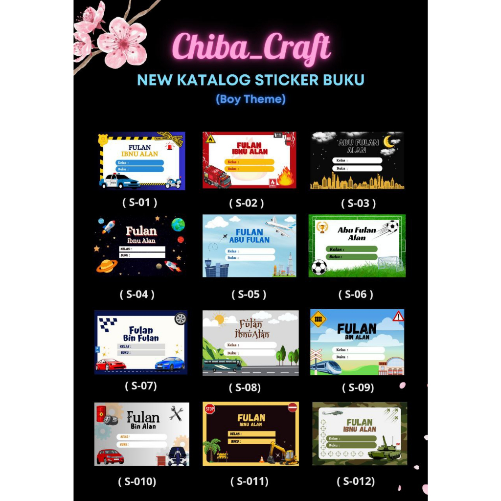 

(COD) Sticker Label Buku Pelajaran/ Sticker Buku Anak Costum Murah Isi 14