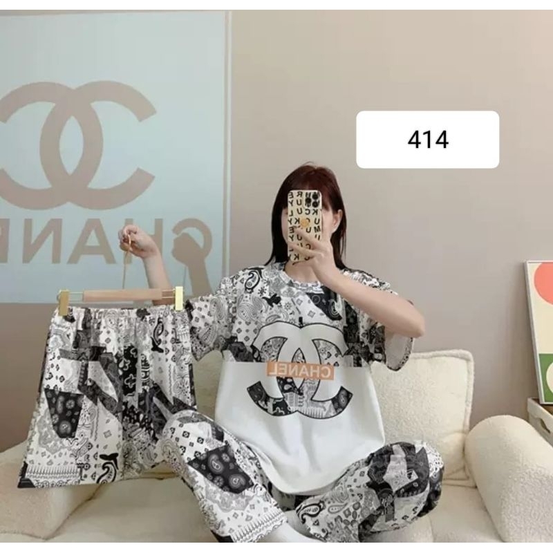 Piyama 3 in 1 dewasa import | baju tidur import lengan pendek | baju tidur 3 in 1