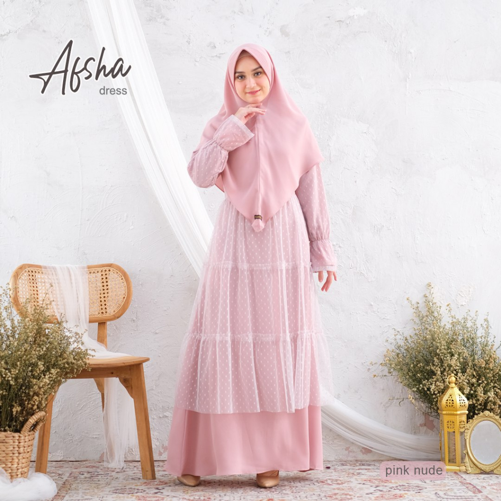 AFSHA Gamis Pesta Mewah Brukat Remaja Premium Busui Terbaik by RiskiRich