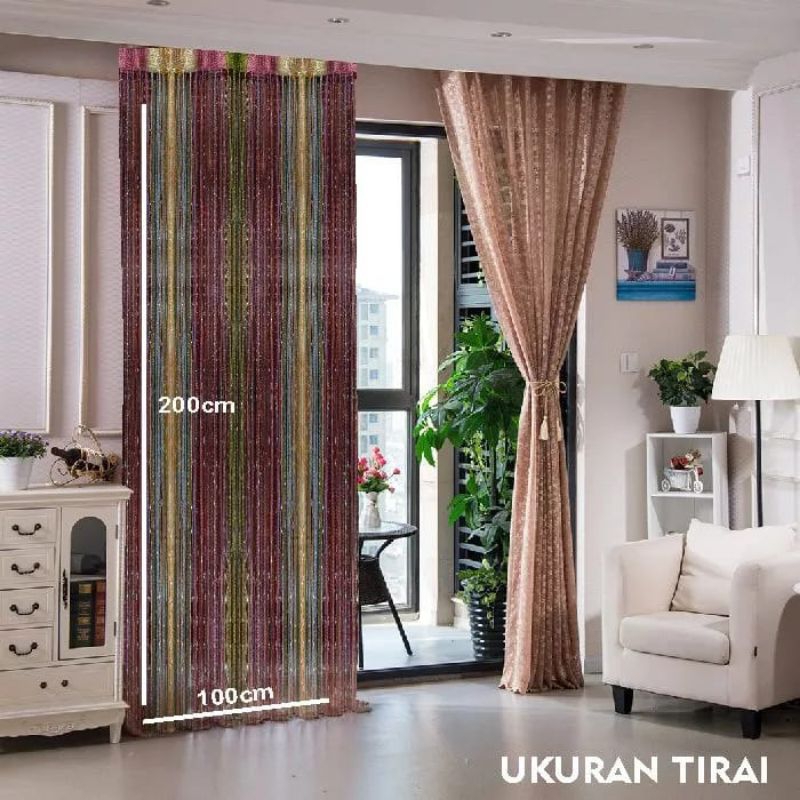 Tirai Glitter Pintu Tirai Benang Pembatas Ruangan