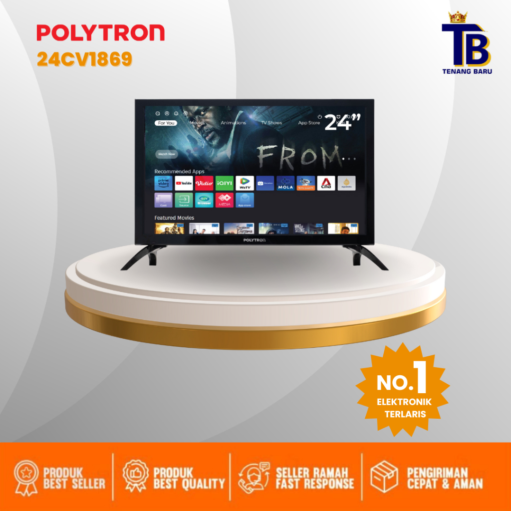 TV LED SMART TV POLYTRON 24 INCH 24CV1869 [ TV MURAH REKOMENDED ]