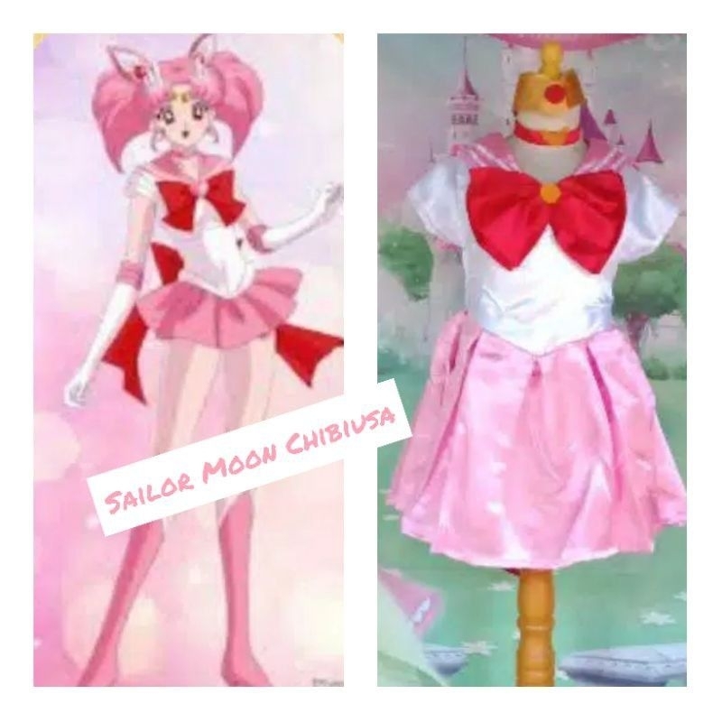 Sailormoon Pink Chibiusa Kostum Anime Sailor Moon Chibiusa untuk Girl dan Dewasa