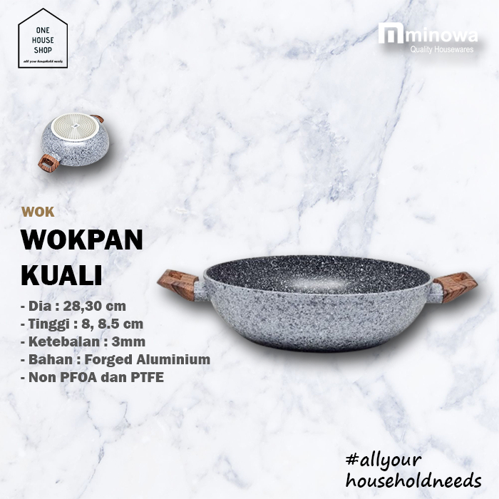 Kuali Wok Anti Lengket Induksi Premium Marble Minowa By Minowa