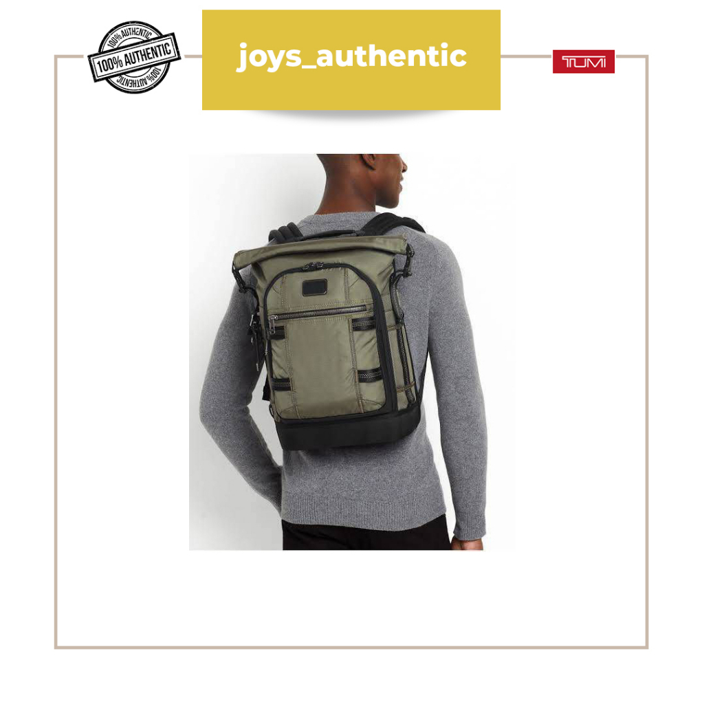 Tas Pria Tumi Ally Roll Top Backpack Abu-abu Olive Man Backpack Authentic Original