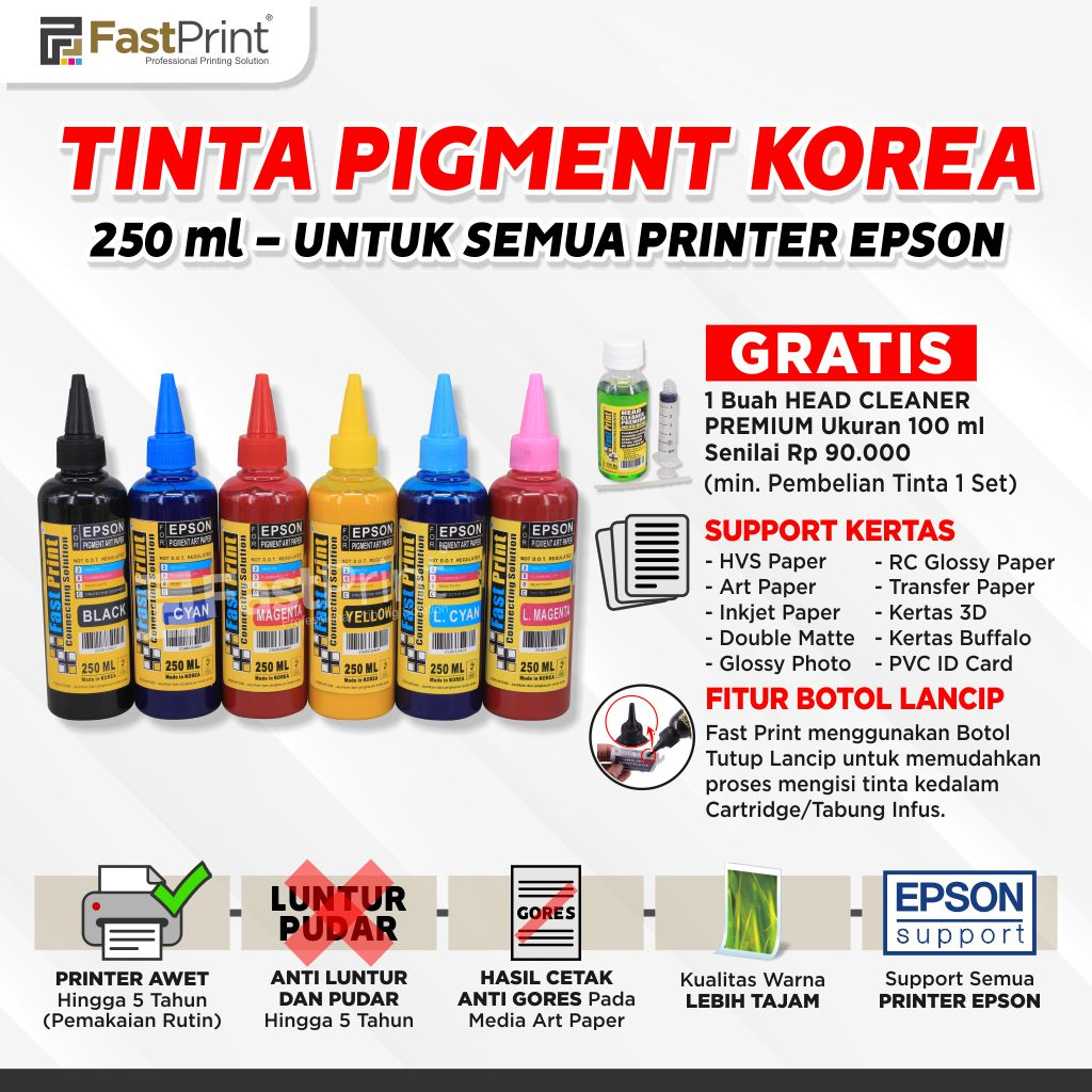 Fast Print Pigment Art Paper Korea Epson 250 ML