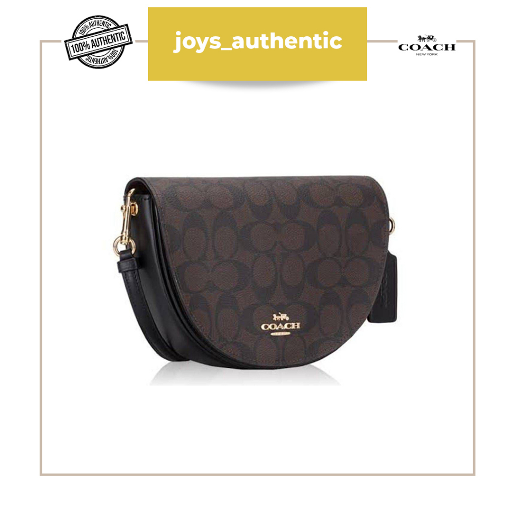 Tas Wanita Coach Ellen Crossbody Signature Coklat Brown Hitam Black Mahogany Woman Bag Authentic Ori