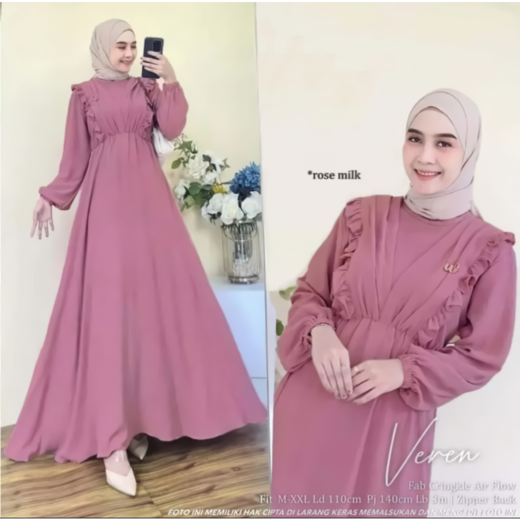 GAMIS VEREN CRINCLE AIRFLOW / DRESS WANITA CANTIK