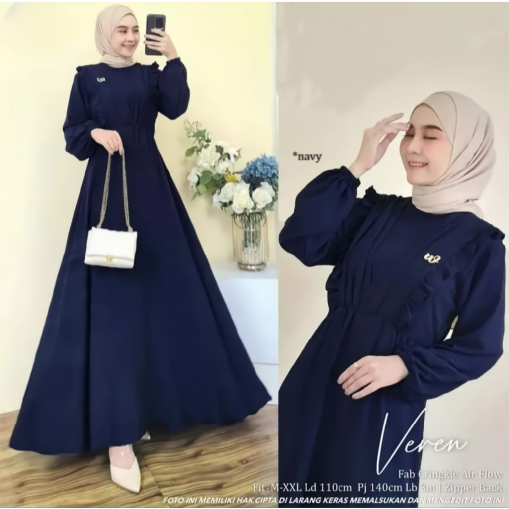 GAMIS VEREN CRINCLE AIRFLOW / DRESS WANITA CANTIK