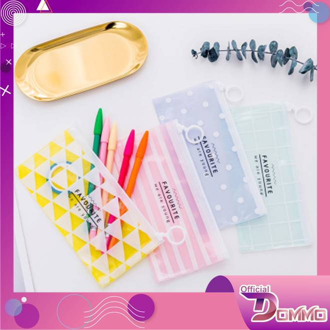 DOMMO - D2023 Tempat Pensil Zipper Transparan S656 / Tempat Kosmetik Zip / Zipper Bag / Zipper Bag Motif / Tempat Pensil Motif / Tempat Pensil Import