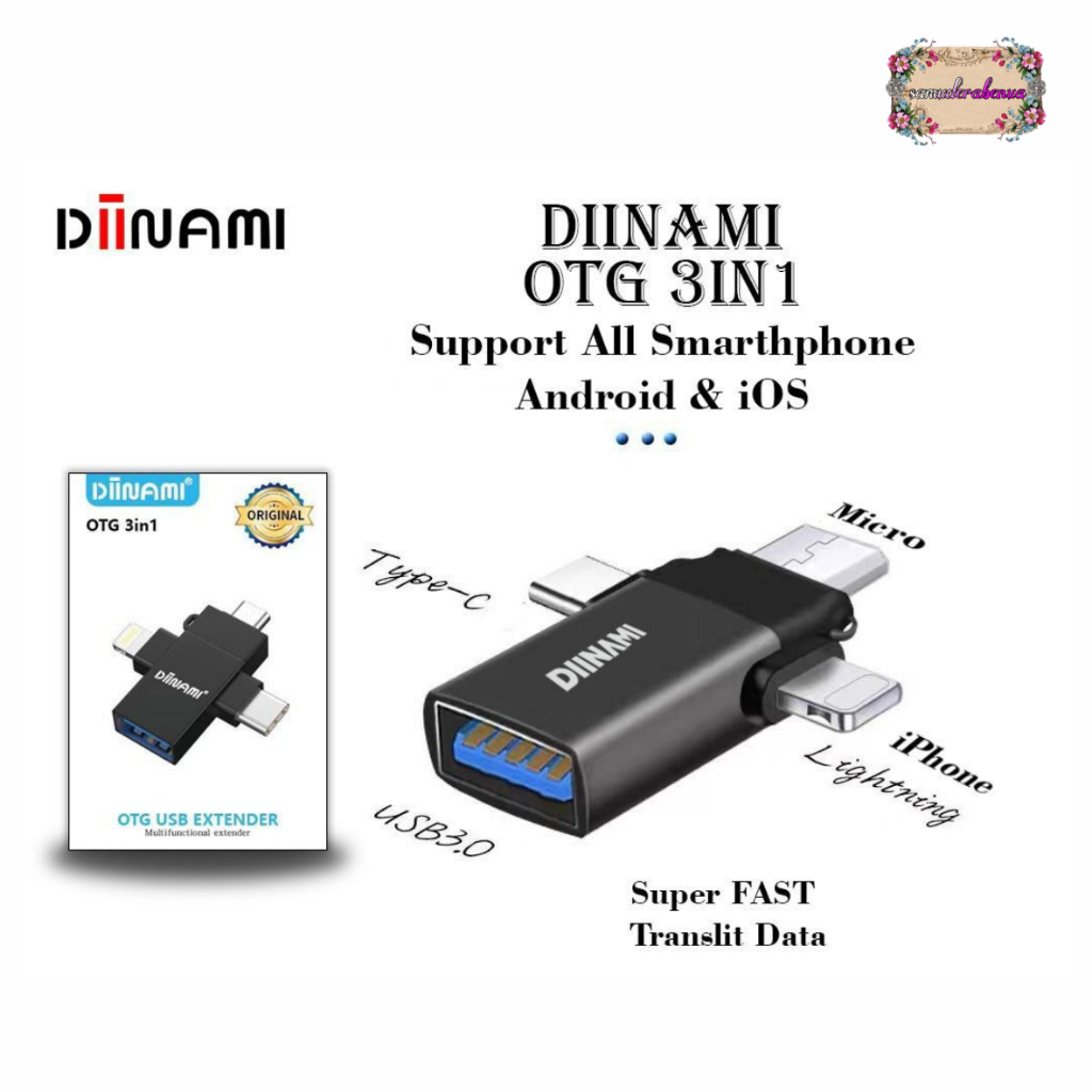 DIINAMI OTG 3in1 Type-C Lightning (iPhone usb ) Micro USB Type C Android Apple iPhone iPad Multi Devices SB5552