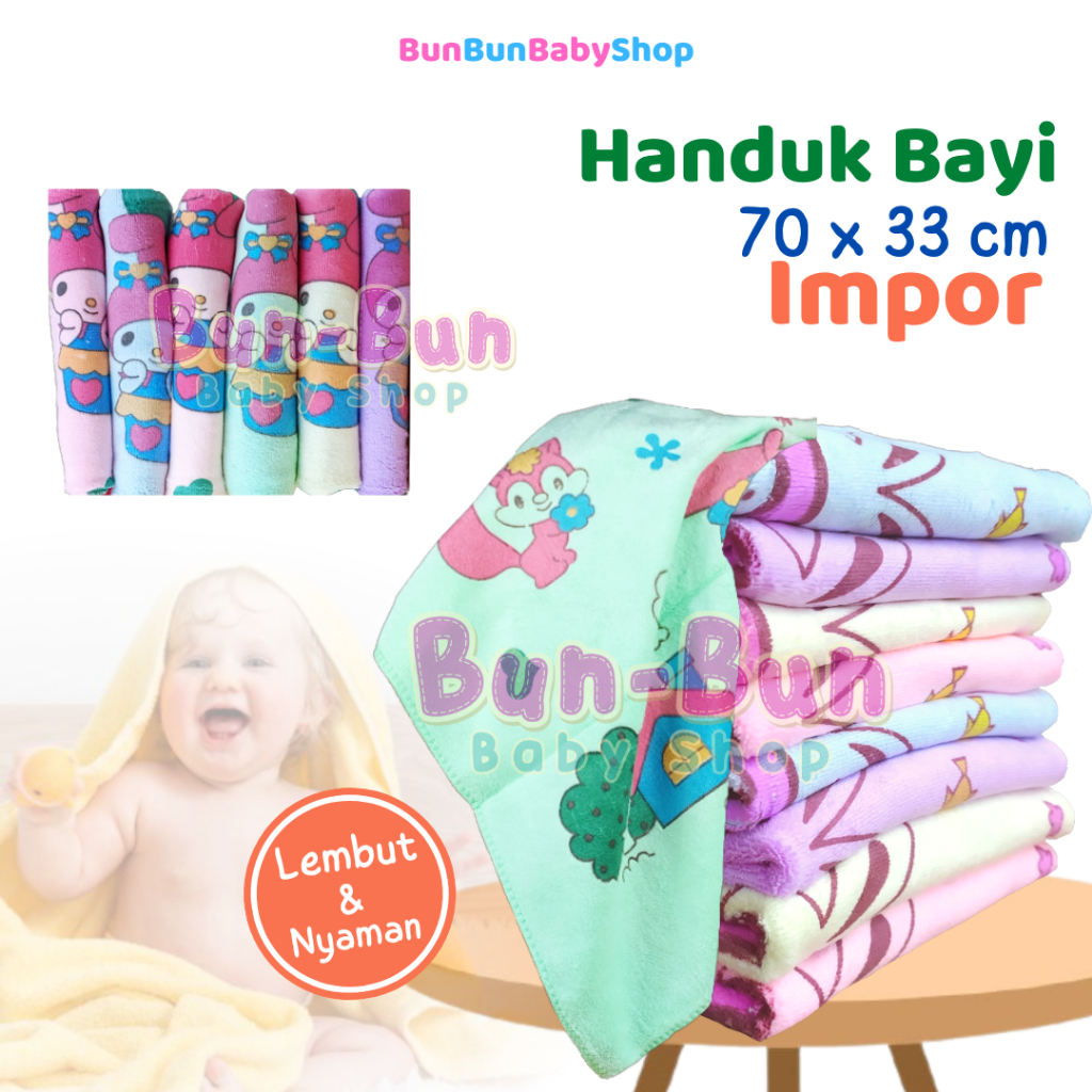 70x33 cm IMPORT Handuk Bayi Lembut Perlengkapan Mandi Baby Baru Lahir Peralatan Newborn Murah