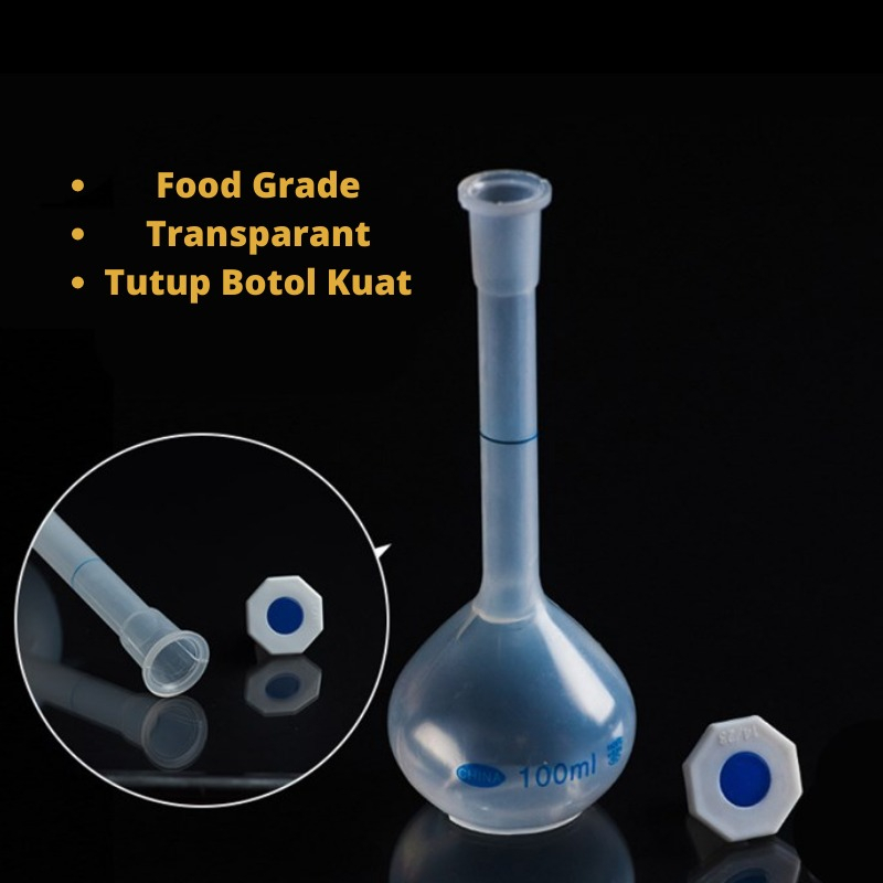 Gelas Ukur Laboratorium SIze Besar Labu + tutup Volumetrik / Labu Ukur / Labu Takar / Volumetric Flask