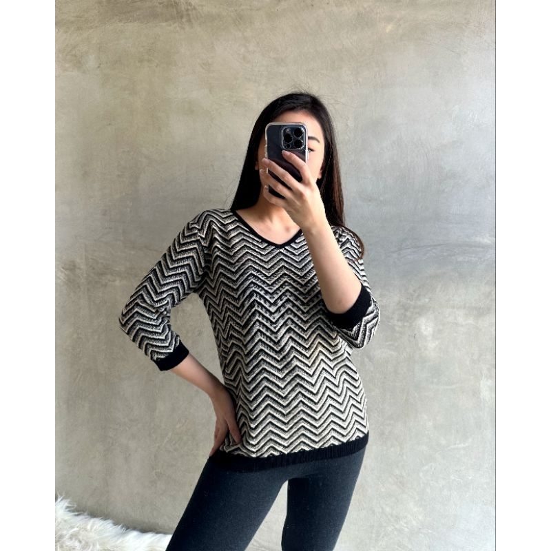 KIMORA KNIT TOPS  1075 atasan sweater rajut katun halus adem vneck