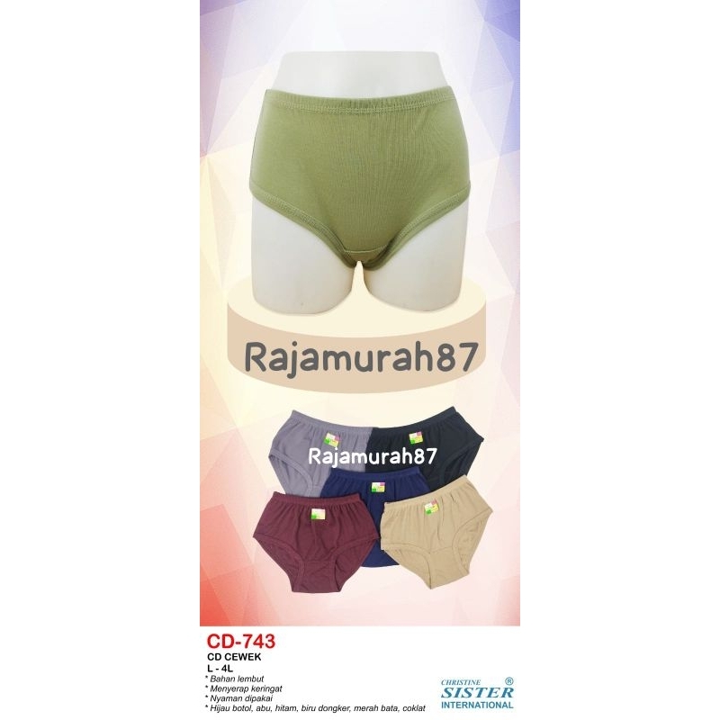 ( 3PCS ) Celana Dalam Sister 743 | CD sister kaos / CD Ch Sister Warna Gelap