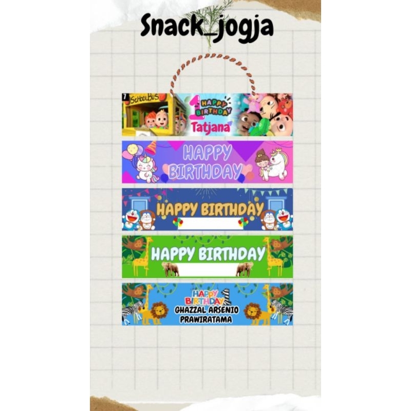 

LABEL SNACK ULANG TAHUN + TALI + PLASTIK ( CUSTOM NAMA + FOTO FREE )