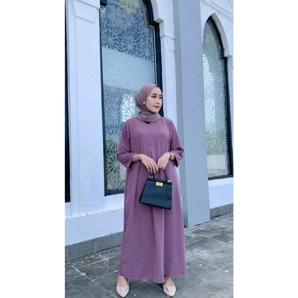 DASTER GAMIS LONG CRINCLE WANITA DASTER JUMBO LD 120 Tangan 3/4 BUSUI