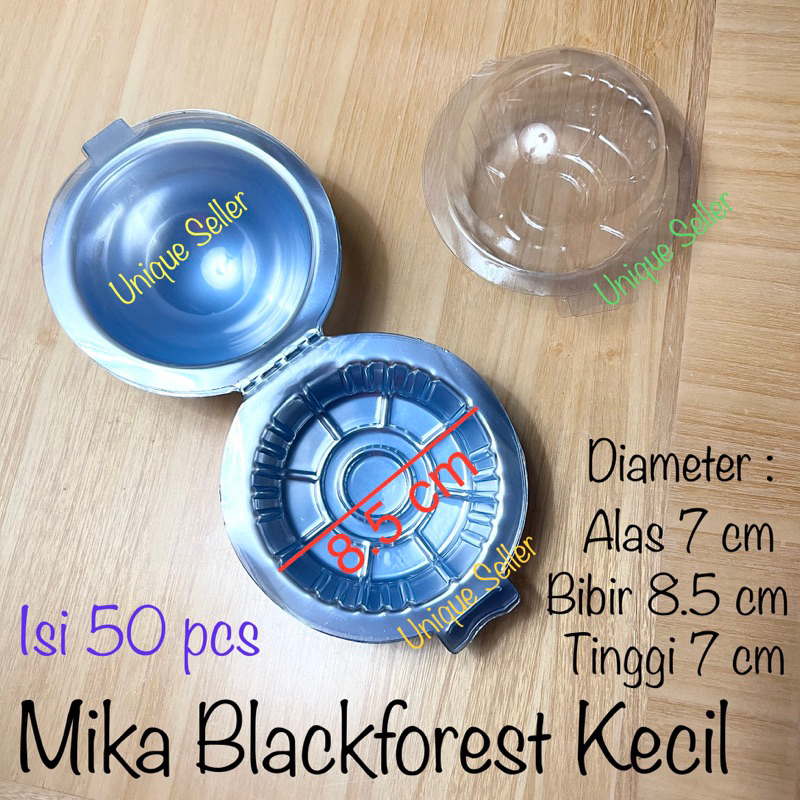 Mika Blackforest Kecil 8.5 cm Tinggi 7 cm isi 50 pcs / Kotak Kue Mochi Puding Muffin Cake Tart 8.5cm / Tempat Roti Kue Jajanan Mochi 8,5 cm / Mika Setengah Bolu Bulat Mini / Mika Setengah Bulat / Mika Bola Mini / Mika Setengah Stengah Bola Mini