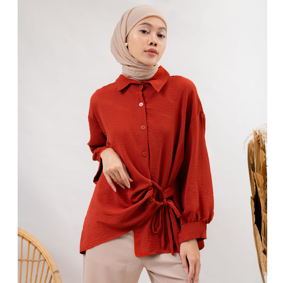 KEMEJA DIANTY OVERSIZE BLOUSE POLOS AIRFLOW PREMIUM SHIRT B650 CO