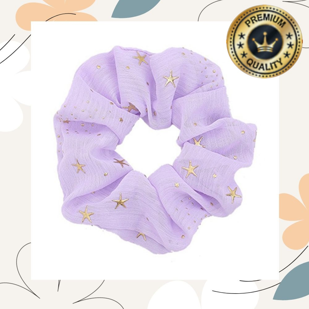 Ikat Rambut Scrunchie Hairband Model Korea Style Motif Bintang