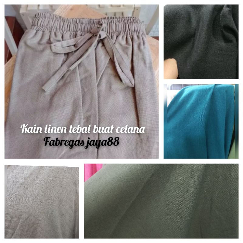 kain pure linen tebal linen celana import italy