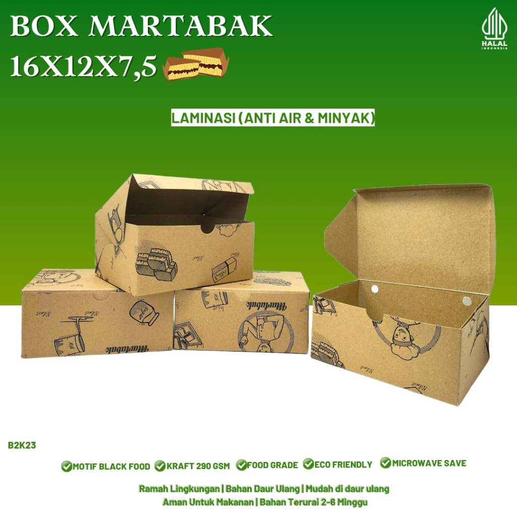 Dus Martabak 12x16 Laminasi 290 Gsm (B2K23-16X12X7.5 Cm)