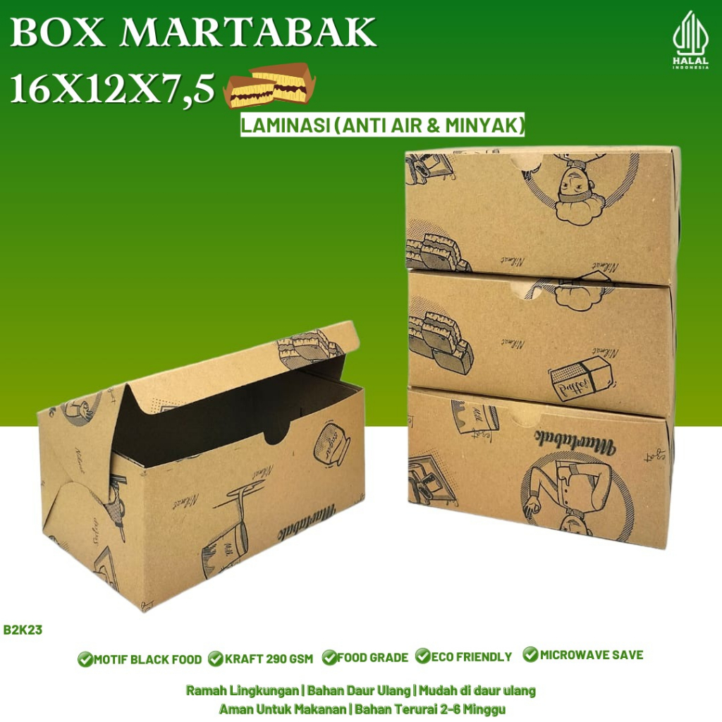 Dus Martabak 12x16 Laminasi 290 Gsm (B2K23-16X12X7.5 Cm)