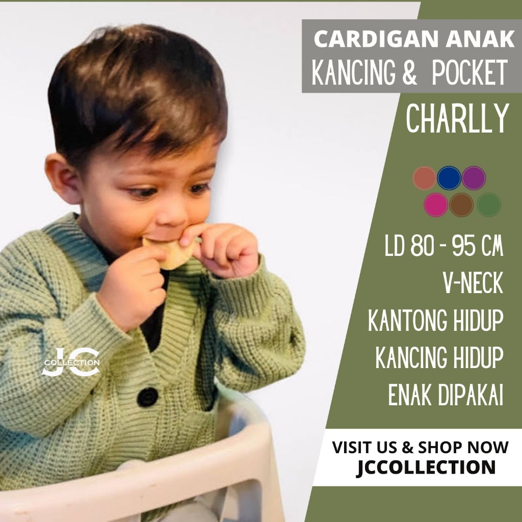 Cardigan Rajut Anak Laki Umur 2 Tahun - 9 Tahun / Kardigan  Leher V Challebb Kardigan Variasi Kantong dan Kancing - JCCollections