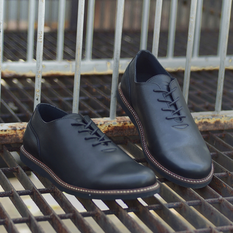 Sepatu Pantofel Pria Formal Kulit Asli Casual Shoes Oxford Dinas Kerja Kantor Sekolah Fantofel Tali Ori Greata Gustav Black