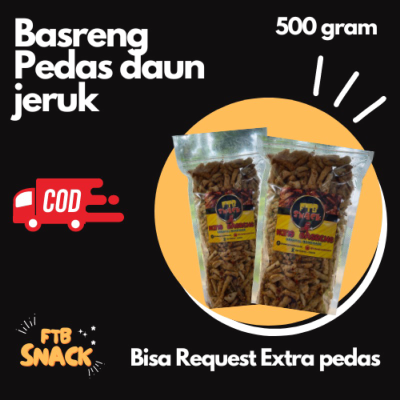 

BASRENG PEDAS DAUN JERUK 500 Gram / Basreng paling di cari / FTB Snack Enak Murah Gurih