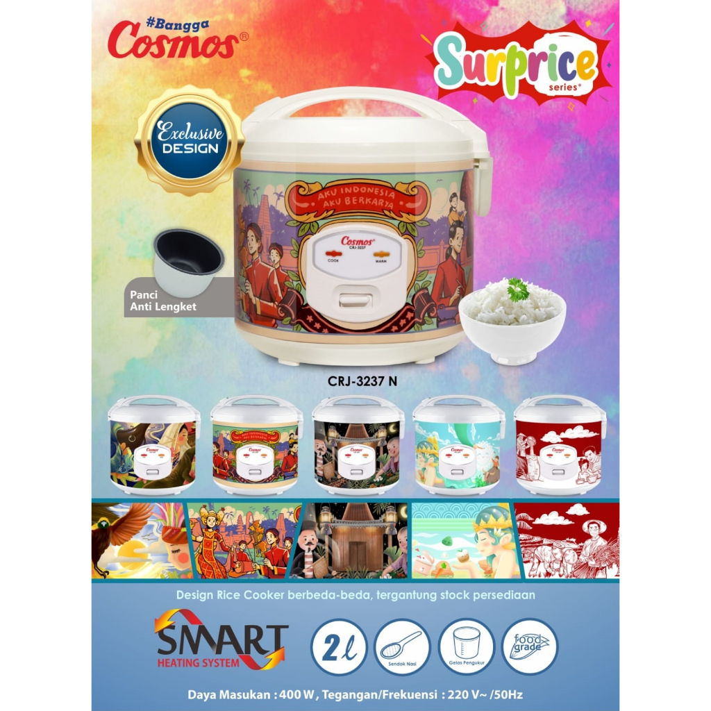 Rice Cooker/Magic Com Cosmos  CRJ-3237 Kapasitas 2 Liter Garansi Resmi