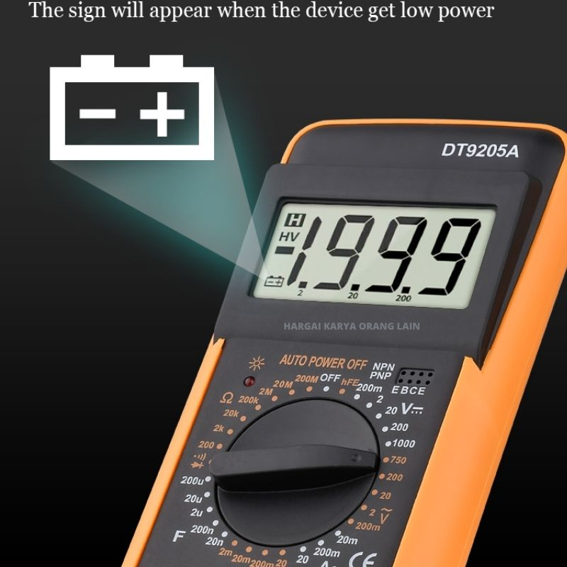 Paket Kumplit Profesional Multimeter Digital Auto Power Off Pocket Size Digital Mulltitester DT9205A