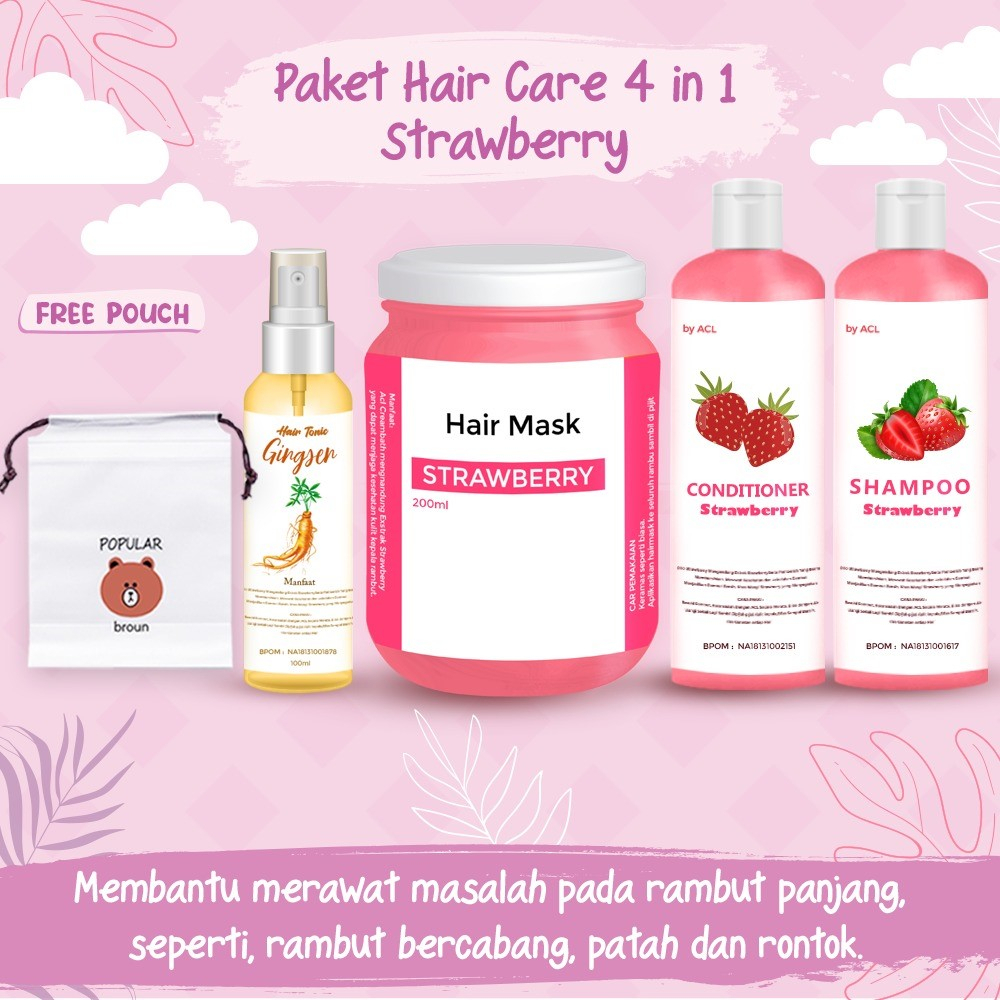 [BPOM] PAKET HAIR CARE 4IN1 / PAKET HEMAT HAIR CARE / HAMPERS HAIR MASK FREE POUCH / HAMPERS HAIR CARE ISI 4 PCS