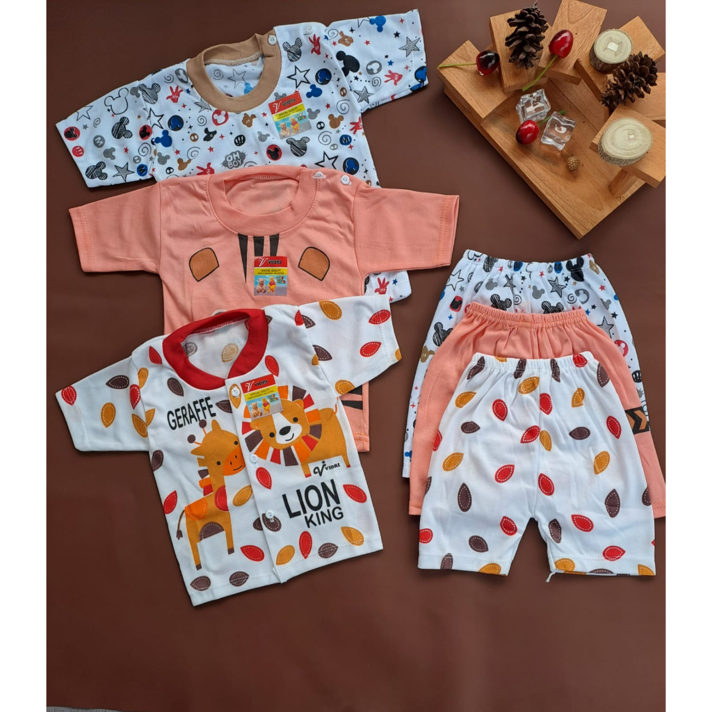 PAKETAN HEMAT santuy setelan baju bayi 3-18 bulan laki laki perempuan (3 PCS)