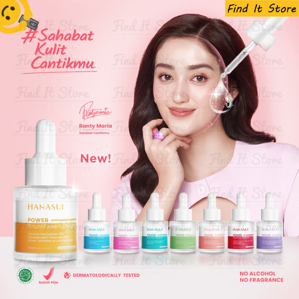 Hanasui Power Serum Series | Bright | Bright Expert | Peeling | Barrier | Acne | Mini Pore | Bakuchiol | Post Acne | Serum BPOM HALAL