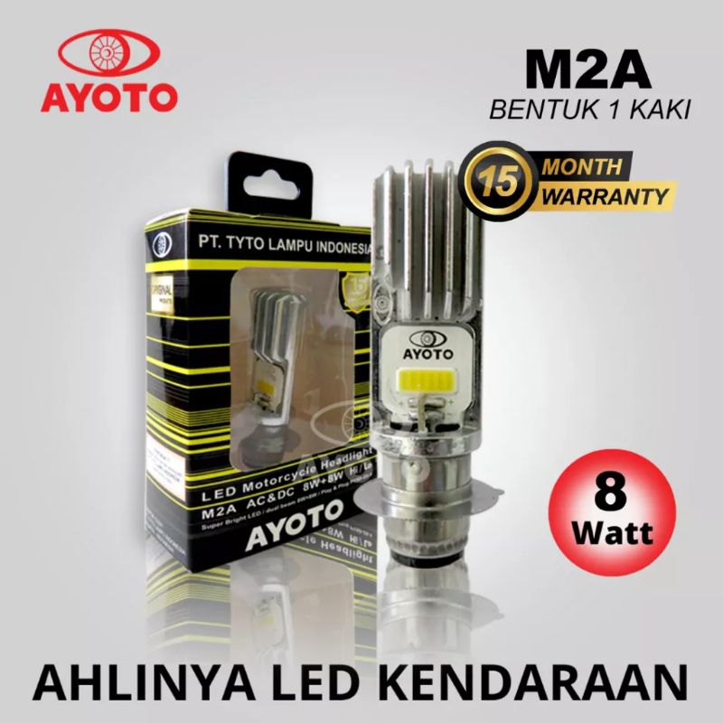 Lampu Depan LED Motor Ayoto M2A socket H6 AC/DC cocok untuk motor bebek/matic - putih dan kuning