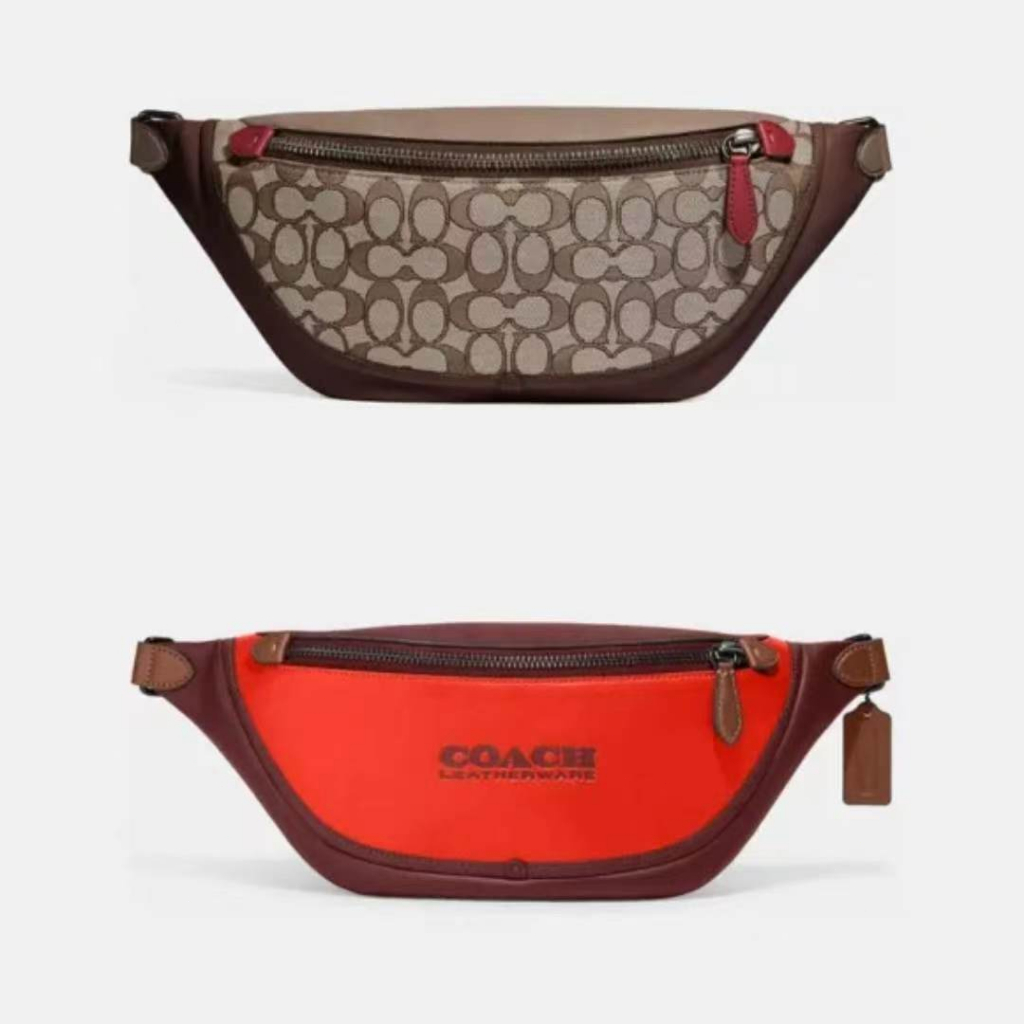 Coach 3795  5343 Napa cowhide sports waist pack Anti Nilon Men's Classic Logo Jacquard Fabric LEAGUE Waistpack Chest Bag Crossbody Bag  yaobao
