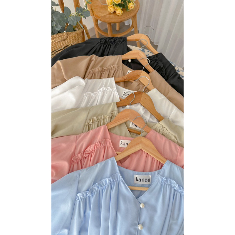 KANON - Manju Dress - Dress midi pantai / musim panas model vintage korean look