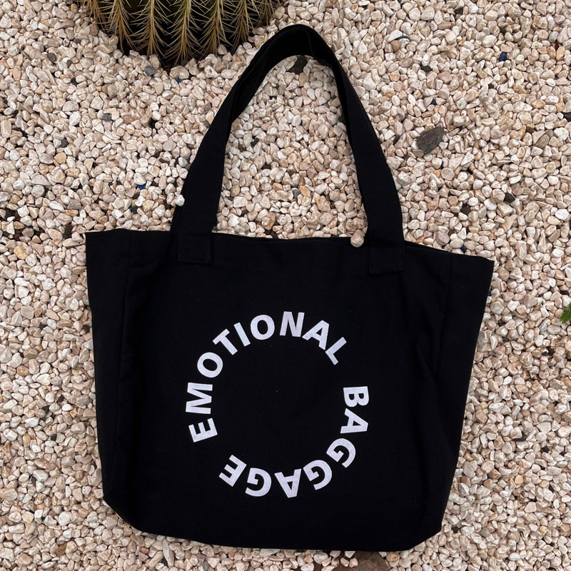 Emotional Baggage Totebag / / Totebag Unisex / Tote Bag Aesthetic / Tote Bag Magnetic / Biru / Broken White / Korea / Vintage / Kuliah / Tebal / Premium