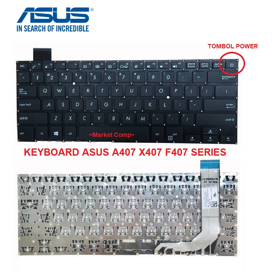 Keyboard Laptop Asus VivoBook X407 X407m X407ma X407u X407ua X407ub X407uf X407ubr A407 A407m A407ma